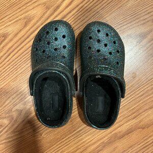 Crocs Starry Skies Glitter Classic Lined Clog Fuzzy Slippers - Womens 7, Men 5